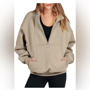 Women's Brown Oversized Half-Zip Pullover, Small, NWT, No flaws